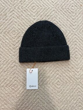 Quince Charcoal Ribbed Folded Cuff Beanie
